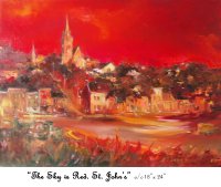 THE SKY IS RED, ST.JOHN'S, Oil on Canvas